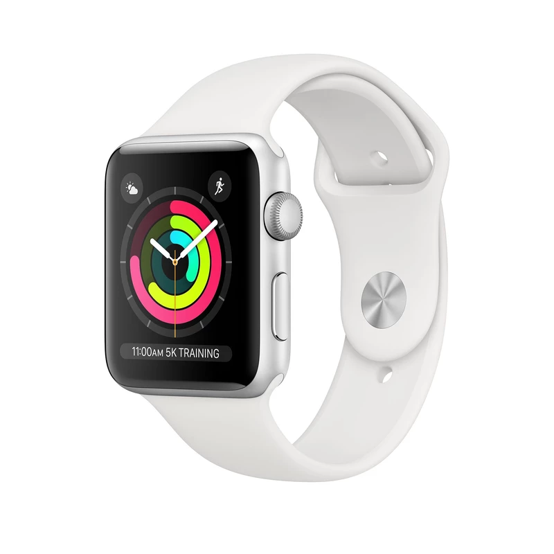 ساعت هوشمند اپل واچ سری 3 جی پی اس مدل 38mm Aluminum Case with Black Sport Silicon Band